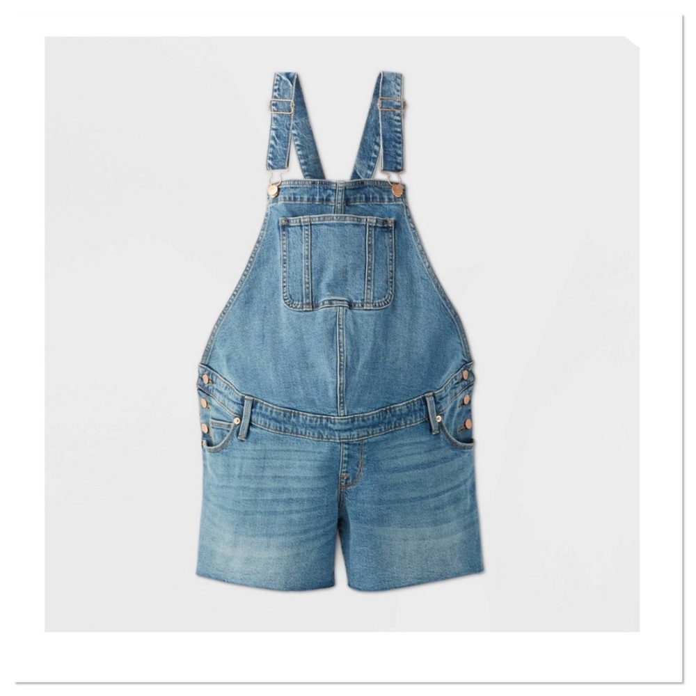 Isabel Maternity Denim Shortalls Jeans Romper Short Jumpsuit